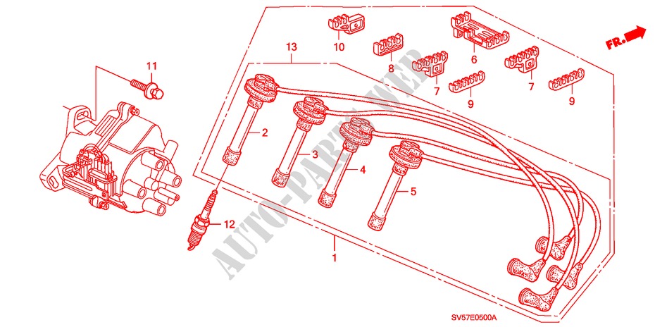 HIGH TENSION CORD/ SPARK PLUG for Honda ACCORD AERODECK 2.2ILS 5 Doors 4 speed automatic 1995