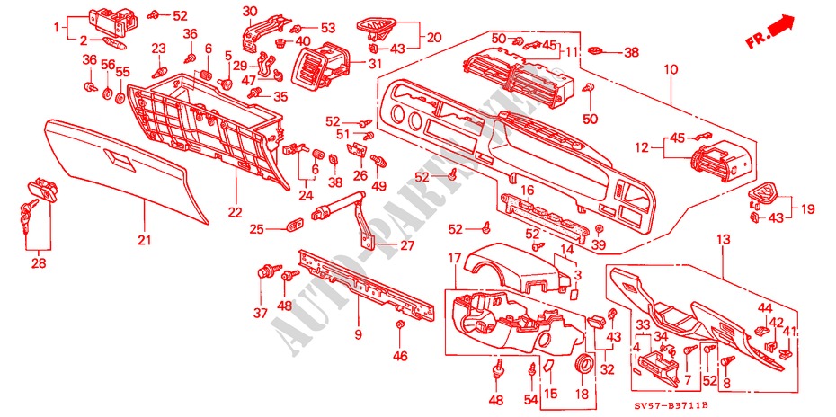 INSTRUMENT PANEL GARNISH (RH) for Honda ACCORD AERODECK 2.0ILS 5 Doors 5 speed manual 1994