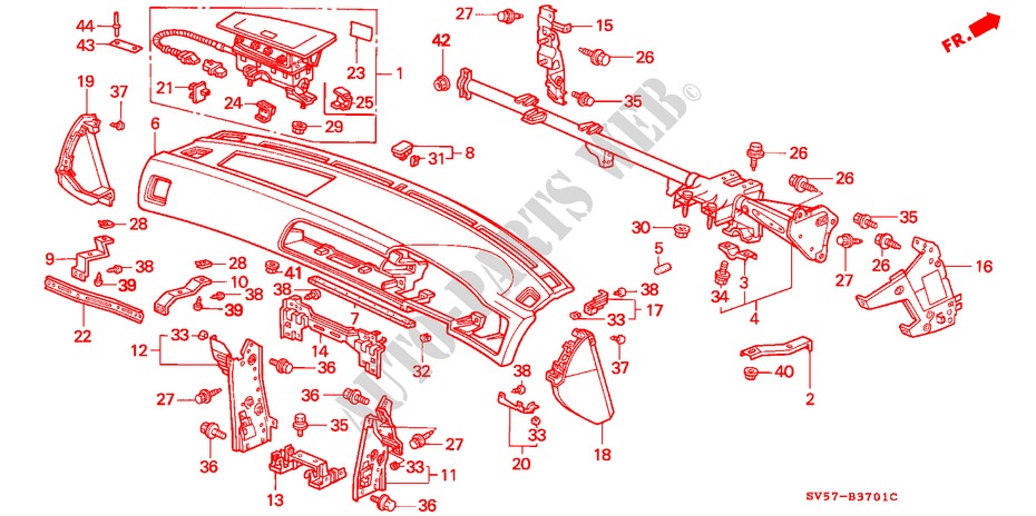 INSTRUMENT PANEL (RH) for Honda ACCORD AERODECK 2.0ILS 5 Doors 5 speed manual 1994