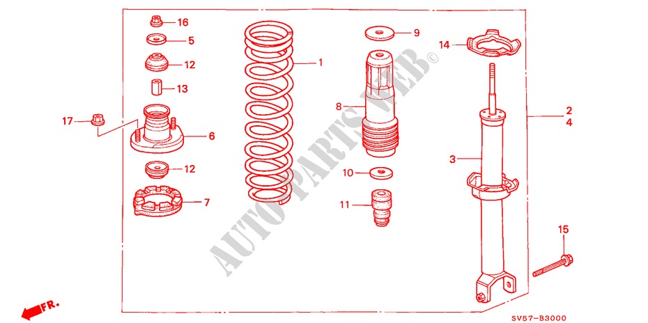 REAR SHOCK ABSORBER for Honda ACCORD AERODECK 2.0IES 5 Doors 4 speed automatic 1994