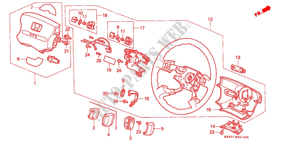 STEERING WHEEL (SRS) for Honda ACCORD AERODECK 2.0IES 5 Doors 5 speed manual 1997