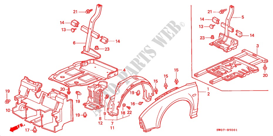 FRONT FENDERS (RH) for Honda NSX NSX-T 2 Doors 6 speed manual 2000