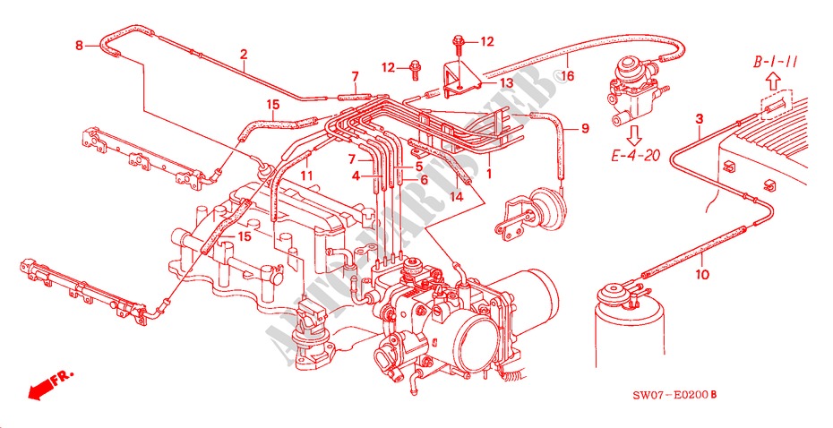 INSTALL PIPE/TUBING (3.0L) for Honda NSX NSX-T 2 Doors 5 speed manual 1995