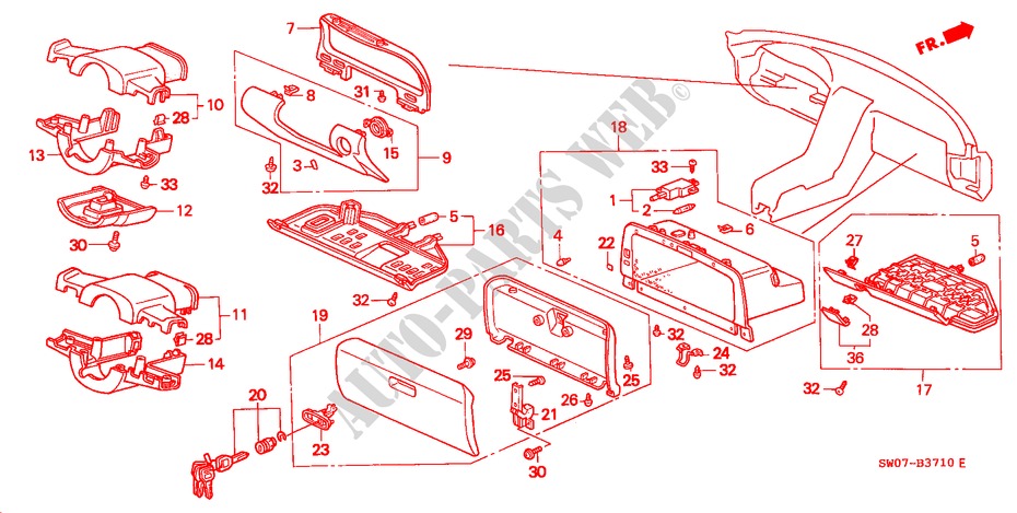 INSTRUMENT PANEL GARNISH (LH) for Honda NSX NSX 2 Doors 5 speed manual 1996