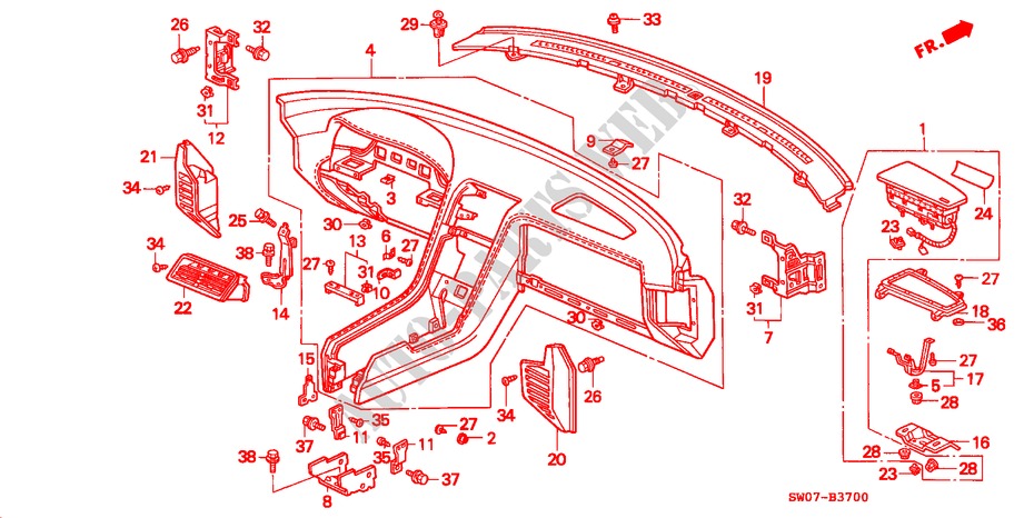 INSTRUMENT PANEL (LH) for Honda NSX NSX 2 Doors 5 speed manual 1996