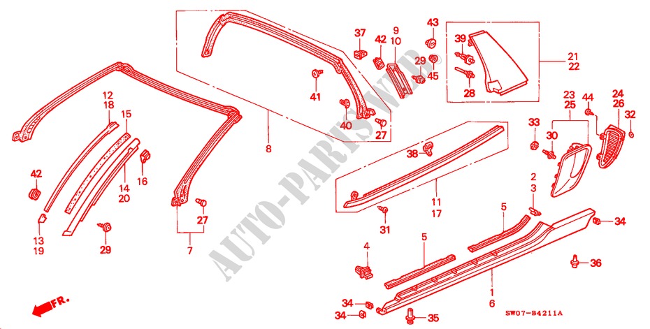 MOLDING (NSX T) for Honda NSX NSX-T 2 Doors 5 speed manual 1995