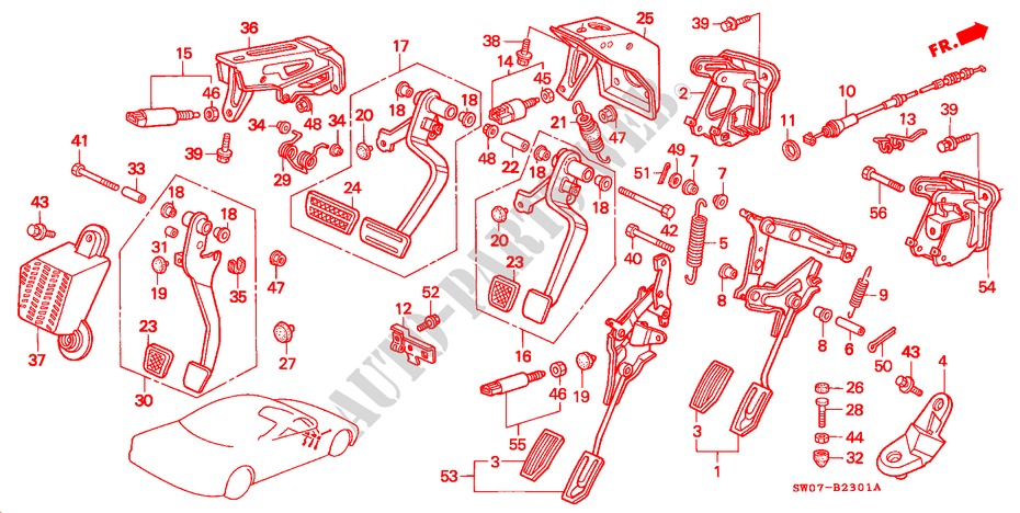 PEDAL (RH) for Honda NSX NSX 2 Doors 6 speed manual 2000