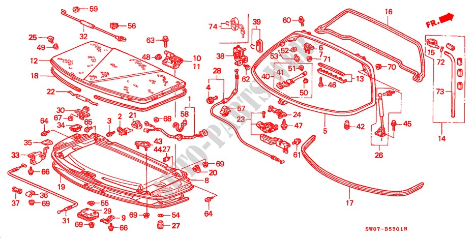 REAR HATCH/ENGINE MAINTENANCE LID (NSX T) for Honda NSX NSX-T 2 Doors 4 speed automatic 2000