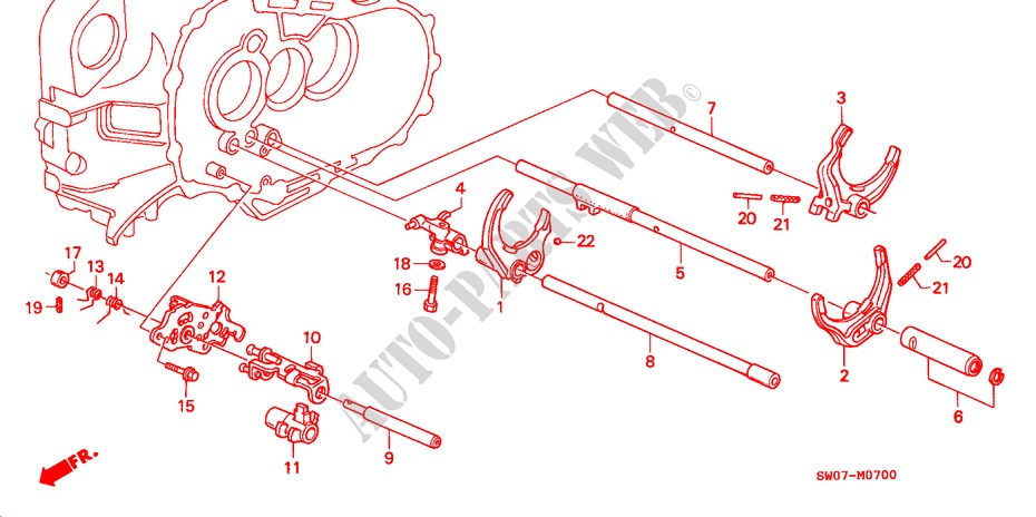 SHIFT FORK/FORK SHAFT (3.0L) for Honda NSX NSX-T 2 Doors 5 speed manual 1995