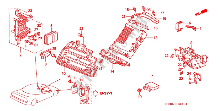 CONTROL UNIT (EPS) (RH) for Honda NSX NSX-T 2 Doors 4 speed automatic 2003