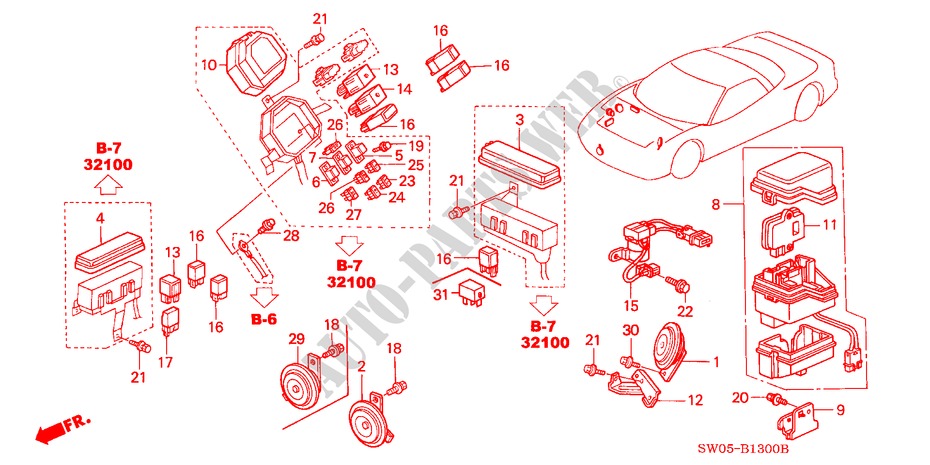 CONTROL UNIT(PHONE/RELAY/ FUSE) (LH) for Honda NSX NSX 2 Doors 6 speed manual 2004
