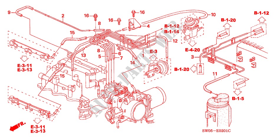 INSTALL PIPE/TUBING (3.2L) for Honda NSX NSX 2 Doors 6 speed manual 2004