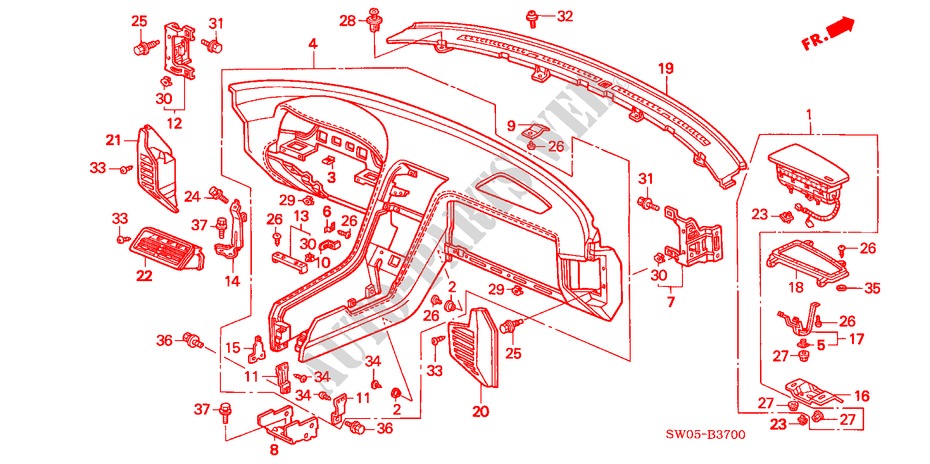 INSTRUMENT PANEL (LH) for Honda NSX NSX 2 Doors 6 speed manual 2004