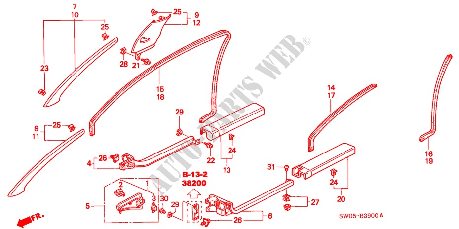 PILLAR GARNISH/ OPENING TRIM (LH) for Honda NSX NSX-T 2 Doors 6 speed manual 2003