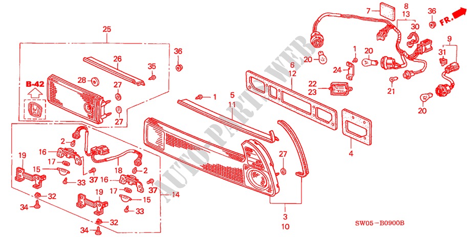 TAILLIGHT (1) for Honda NSX NSX 2 Doors 6 speed manual 2004