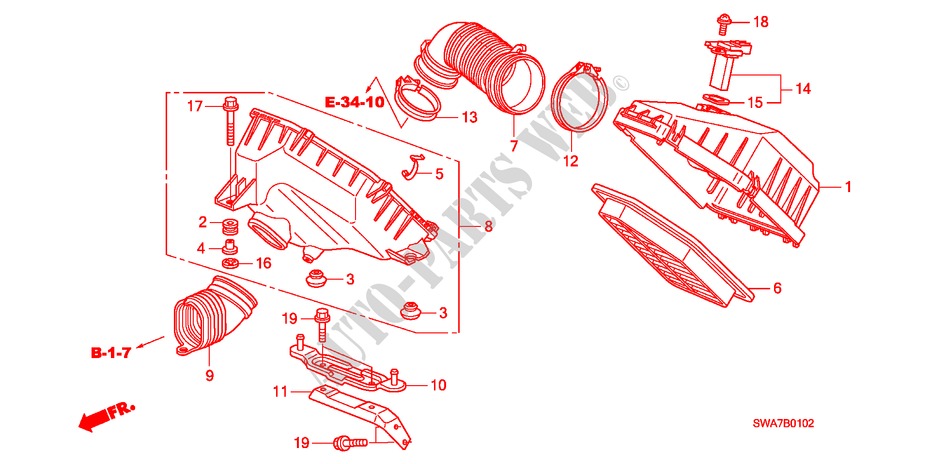 AIR CLEANER (DIESEL) for Honda CR-V DIESEL 2.2 EXECUTIVE 5 Doors 6 speed manual 2007
