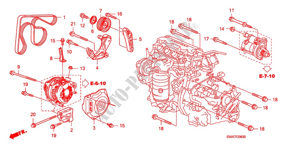 ALTERNATOR BRACKET (2.0L) for Honda CR-V EXECUTIVE 5 Doors 6 speed manual 2007