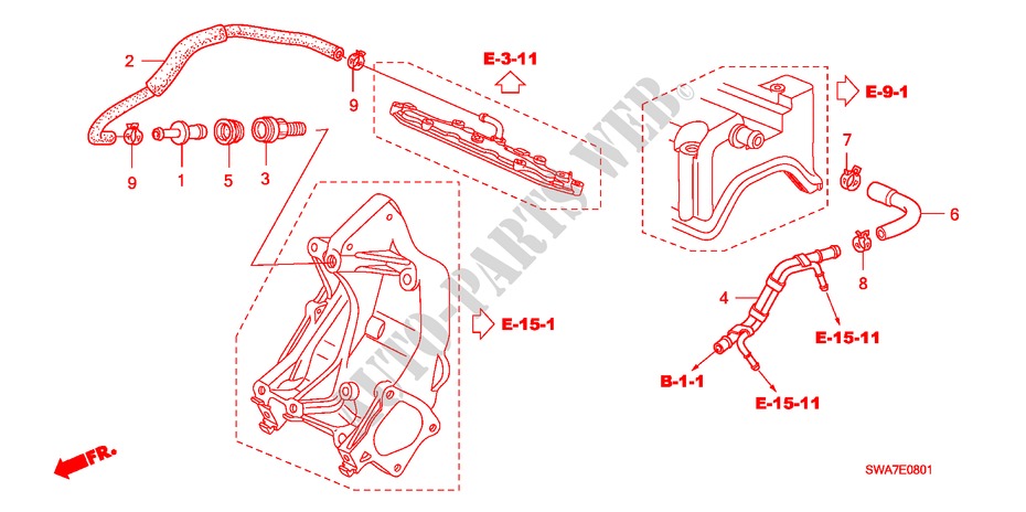 BREATHER PIPE (2.4L) for Honda CR-V RV-SI 5 Doors 6 speed manual 2007