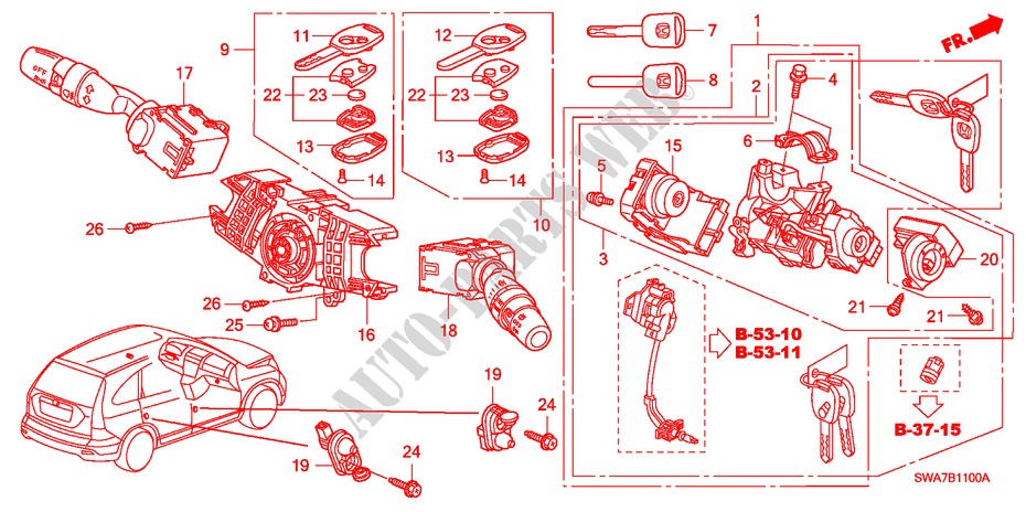 COMBINATION SWITCH (LH) for Honda CR-V RVSI 5 Doors 6 speed manual 2008