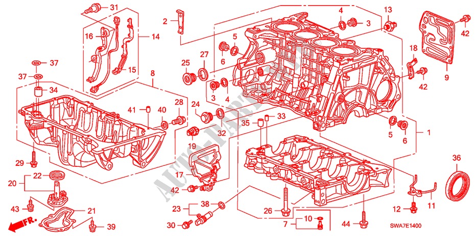 CYLINDER BLOCK/OIL PAN (2.0L) for Honda CR-V RVSI 5 Doors 6 speed manual 2008