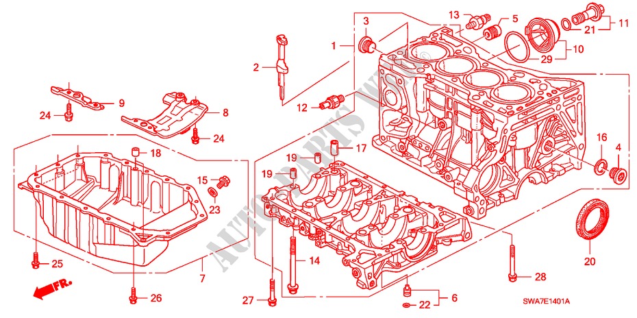 CYLINDER BLOCK/OIL PAN (2.4L) for Honda CR-V RV-SI 5 Doors 6 speed manual 2007