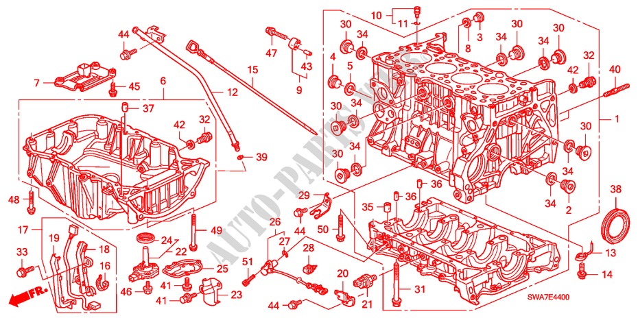 CYLINDER BLOCK/OIL PAN (DIESEL) for Honda CR-V DIESEL 2.2 S&L PACKAGE 5 Doors 6 speed manual 2007