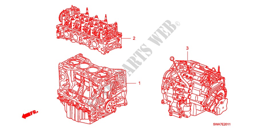 ENGINE ASSY./ TRANSMISSION ASSY. (2.4L) for Honda CR-V RV-SI 5 Doors 6 speed manual 2007