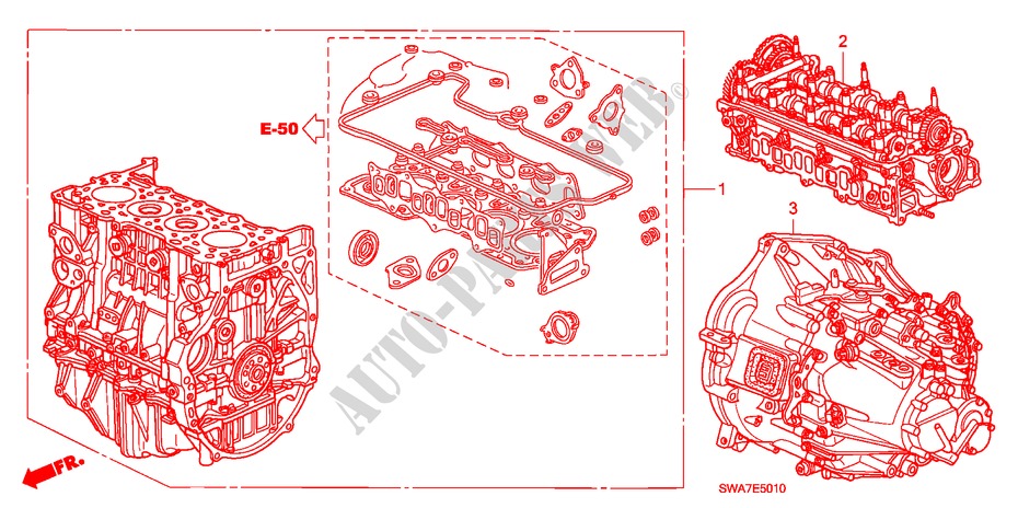 ENGINE ASSY./TRANSMISSION  ASSY. (DIESEL) for Honda CR-V DIESEL 2.2 S&L PACKAGE 5 Doors 6 speed manual 2007