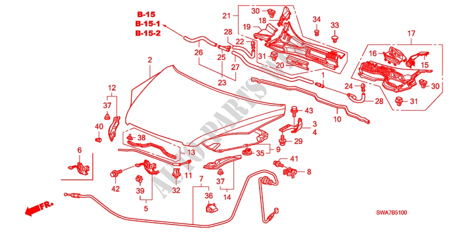 ENGINE HOOD (LH) for Honda CR-V RV-SI 5 Doors 6 speed manual 2007