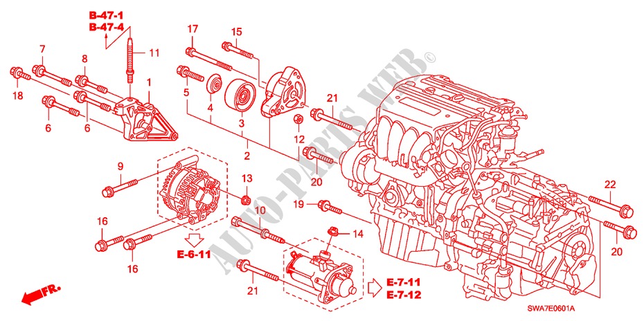 ENGINE MOUNTING BRACKET (2.4L) for Honda CR-V RV-SI 5 Doors 6 speed manual 2007