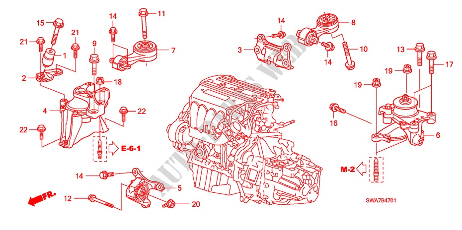 ENGINE MOUNTS (2.4L) (MT) for Honda CR-V RV-SI 5 Doors 6 speed manual 2007