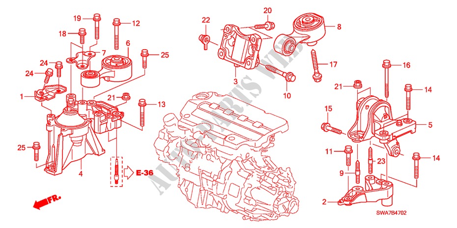 ENGINE MOUNTS (DIESEL) for Honda CR-V DIESEL 2.2 S&L PACKAGE 5 Doors 6 speed manual 2007