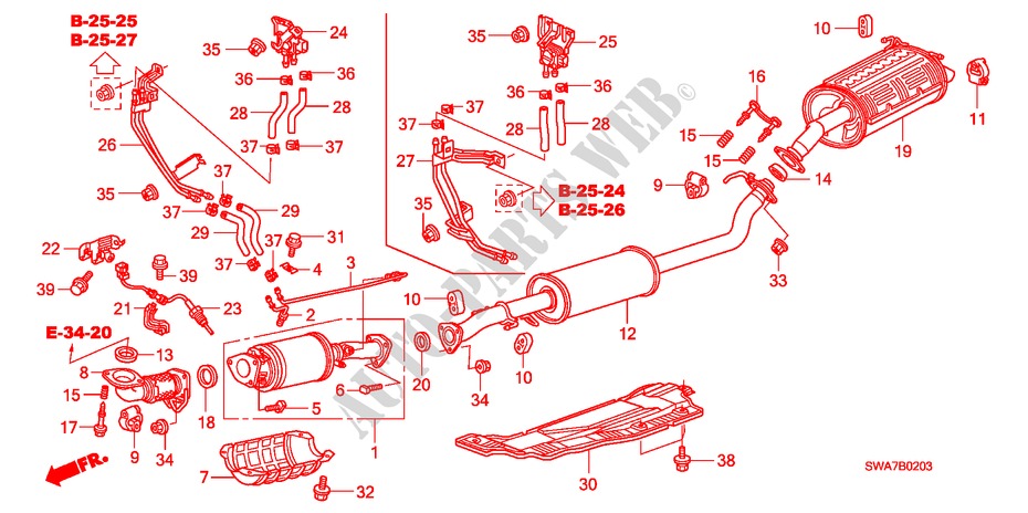 EXHAUST PIPE/SILENCER (DIESEL)(2) for Honda CR-V DIESEL 2.2 ELEGANCE 5 Doors 6 speed manual 2008