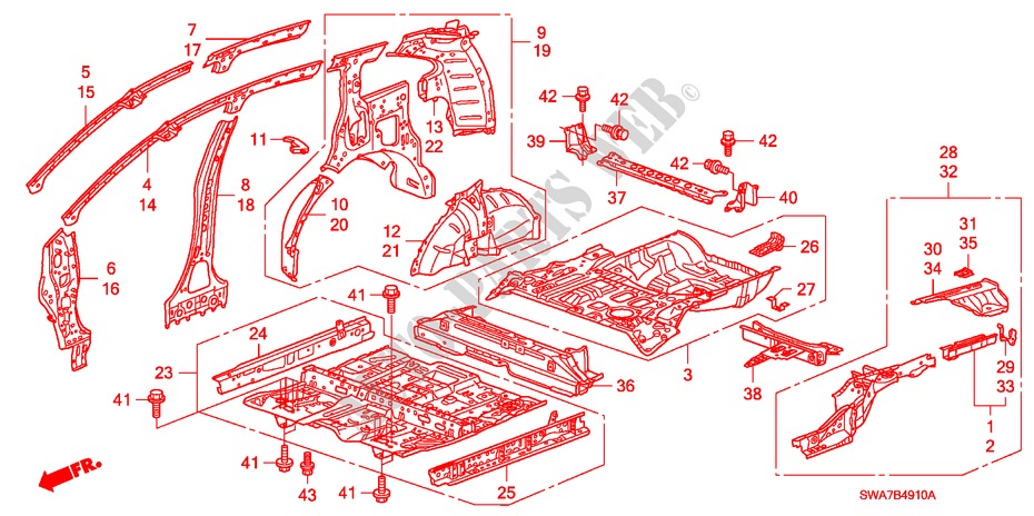 FLOOR/INNER PANELS for Honda CR-V DIESEL 2.2 S&L PACKAGE 5 Doors 6 speed manual 2007