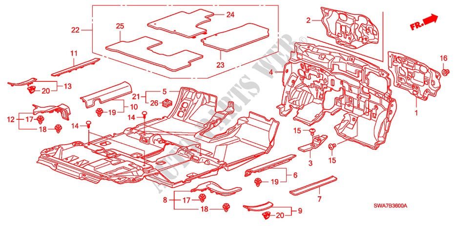 FLOOR MAT for Honda CR-V RV-SI 5 Doors 6 speed manual 2007