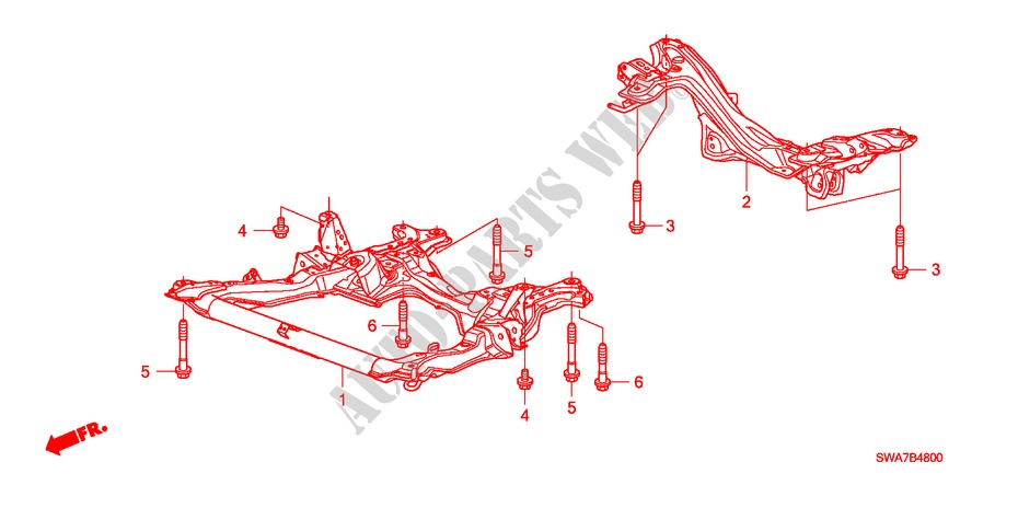 FRONT SUB FRAME/ REAR BEAM for Honda CR-V EX 5 Doors 5 speed automatic 2007