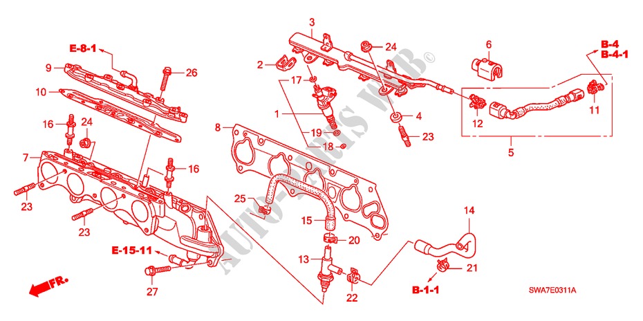 FUEL INJECTOR (2.4L) for Honda CR-V RV-SI 5 Doors 6 speed manual 2007