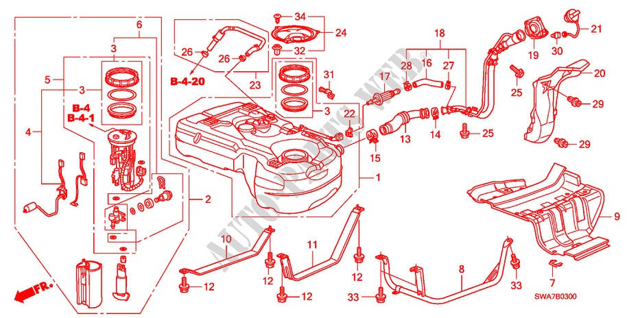 FUEL TANK (2.0L) (2.4L) for Honda CR-V RV-SI 5 Doors 6 speed manual 2007