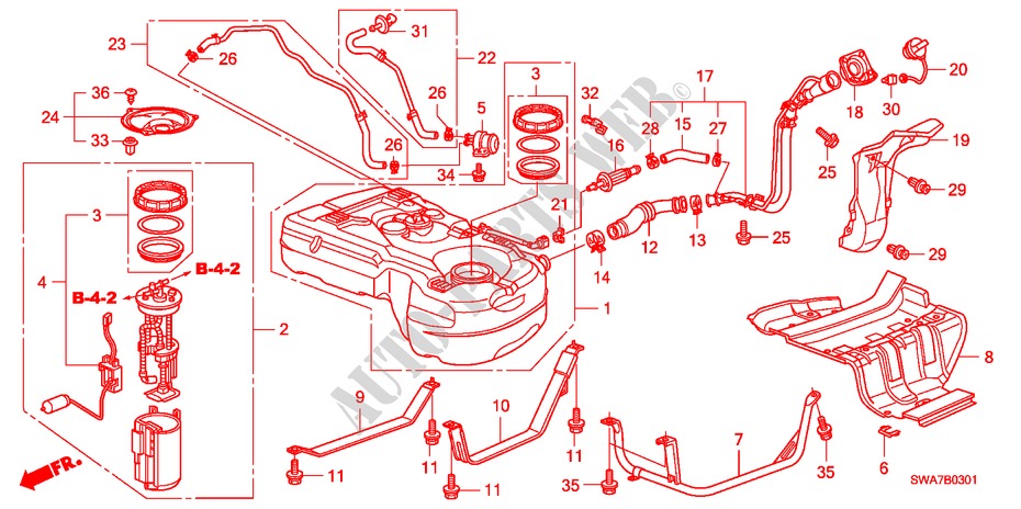 FUEL TANK (DIESEL) for Honda CR-V DIESEL 2.2 ELEGANCE 5 Doors 6 speed manual 2008