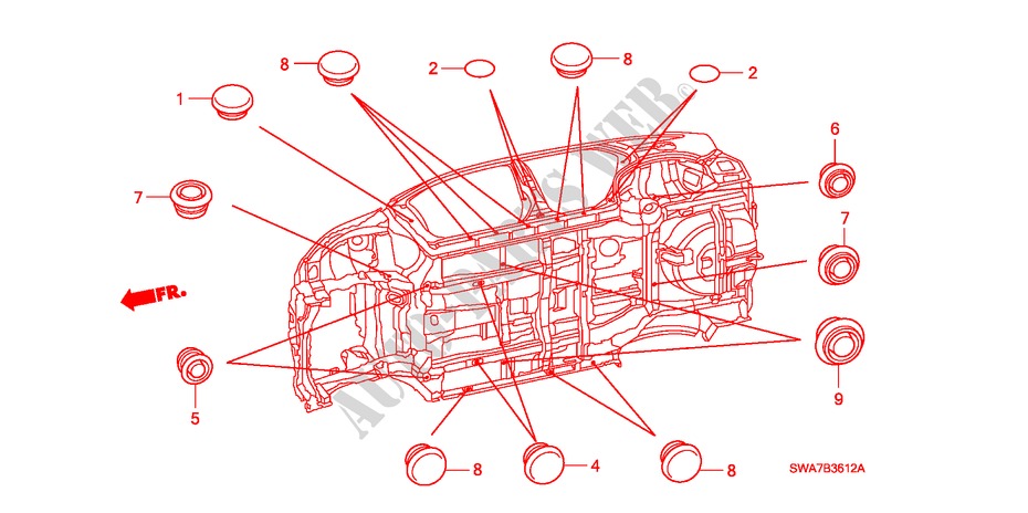 GROMMET (LOWER) for Honda CR-V RVSI 5 Doors 6 speed manual 2008