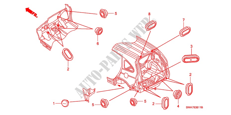 GROMMET (REAR) for Honda CR-V RVSI 5 Doors 6 speed manual 2008