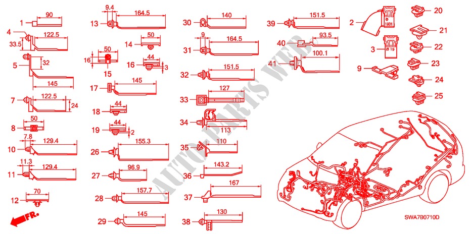 HARNESS BAND/BRACKET (LH) (1) for Honda CR-V RV-SI 5 Doors 6 speed manual 2007