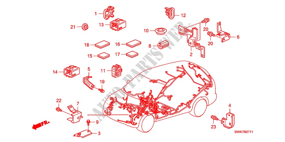 HARNESS BAND/BRACKET (LH) (2) for Honda CR-V RV-SI 5 Doors 6 speed manual 2007