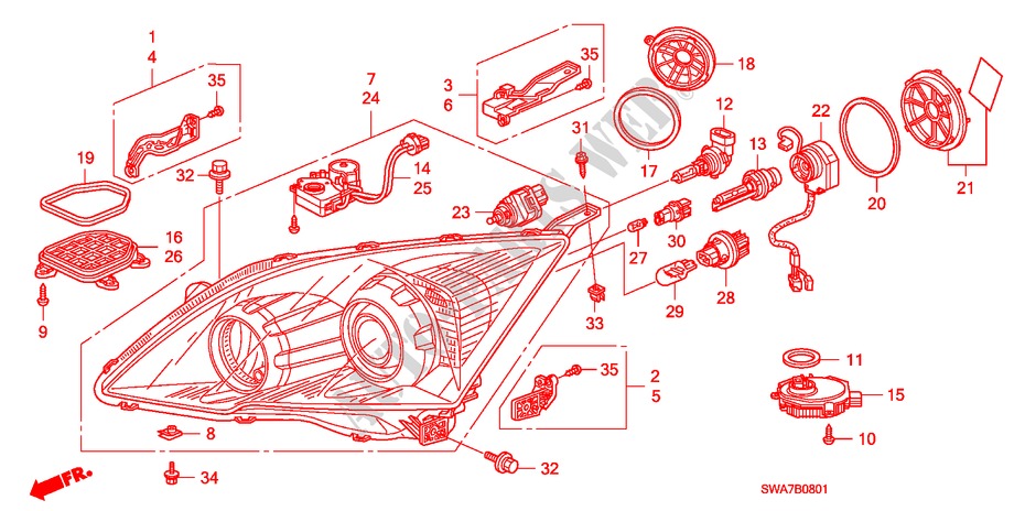 HEADLIGHT (AFS) for Honda CR-V DIESEL 2.2 EXECUTIVE 5 Doors 6 speed manual 2007