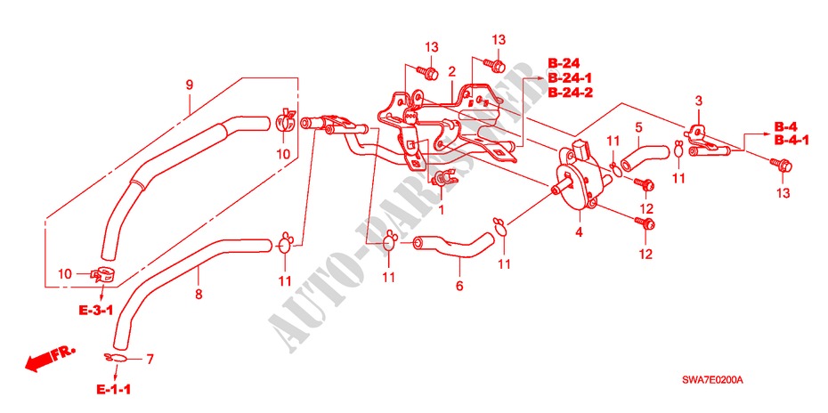 INSTALL PIPE/TUBING (2.4L) for Honda CR-V RV-SI 5 Doors 6 speed manual 2007