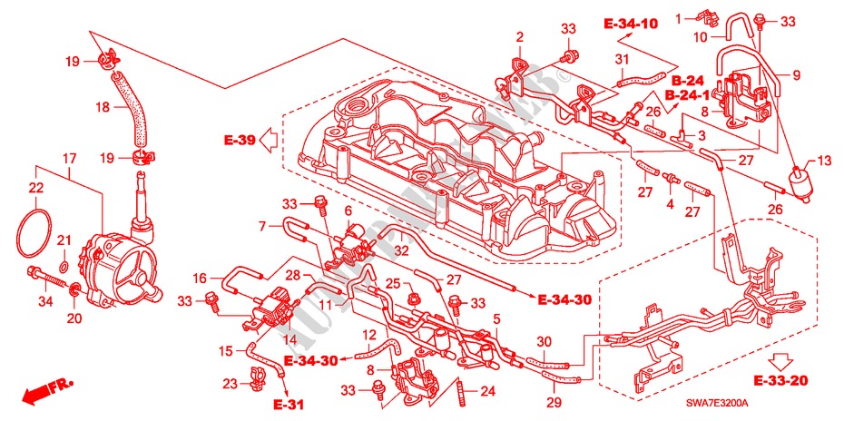 INSTALL PIPE/VACUUM PUMP (DIESEL) for Honda CR-V DIESEL 2.2 S&L PACKAGE 5 Doors 6 speed manual 2007