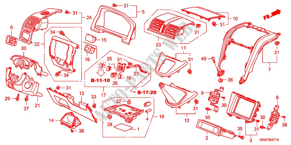 INSTRUMENT PANEL GARNISH (DRIVER SIDE)(LH) for Honda CR-V RV-SI 5 Doors 6 speed manual 2007
