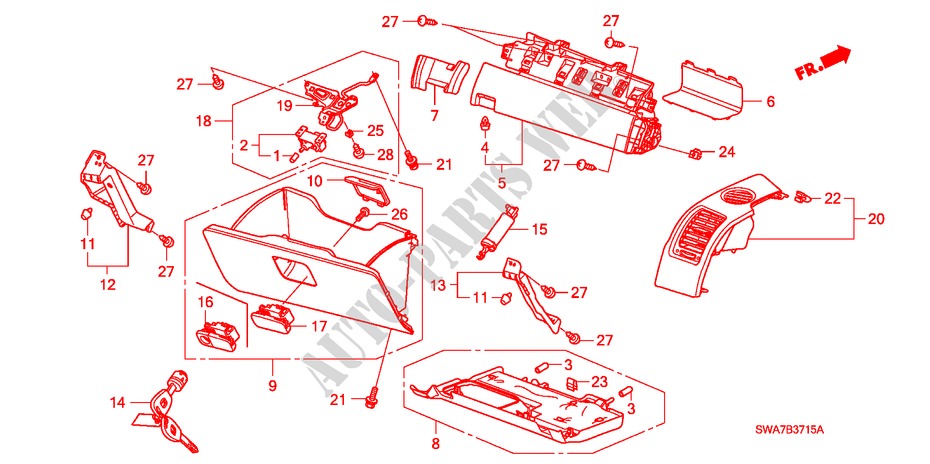 INSTRUMENT PANEL GARNISH (PASSENGER SIDE)(LH) for Honda CR-V ELEGANCE 5 Doors 6 speed manual 2007