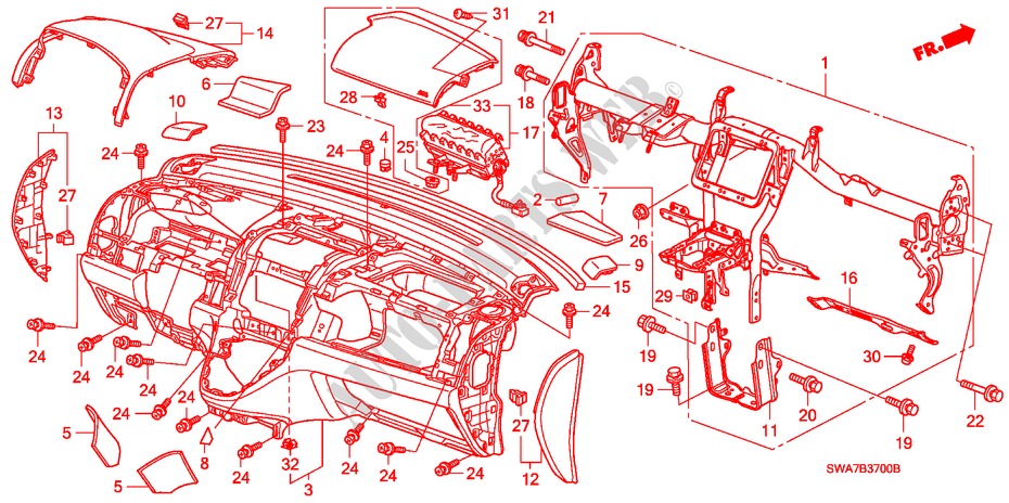 INSTRUMENT PANEL (LH) for Honda CR-V DIESEL 2.2 S&L PACKAGE 5 Doors 6 speed manual 2007