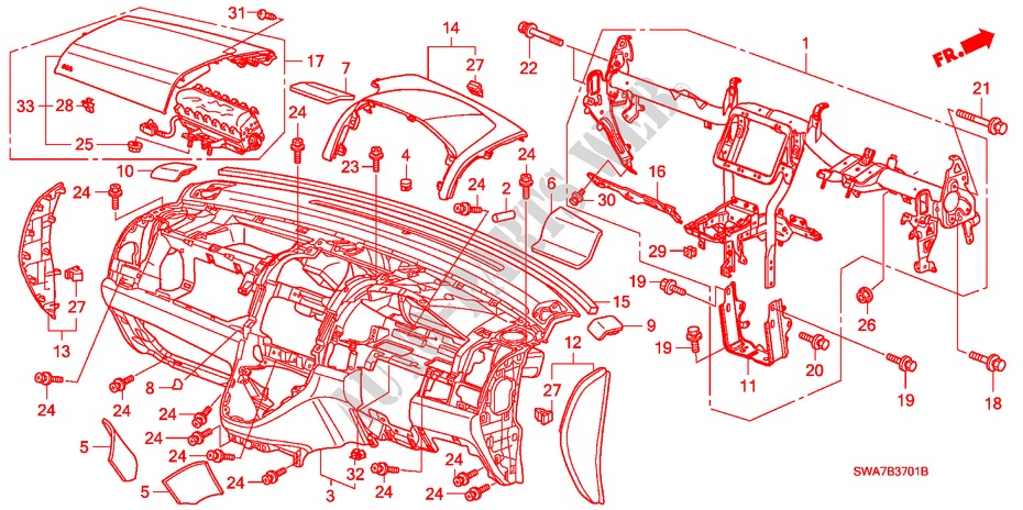 INSTRUMENT PANEL (RH) for Honda CR-V DIESEL 2.2 ES 5 Doors 6 speed manual 2008